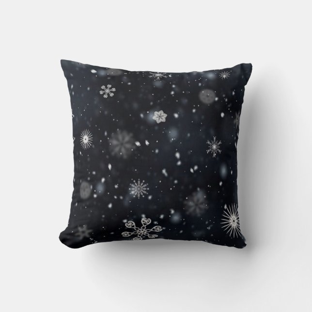 Black and White Snowflake Cushion (Front)