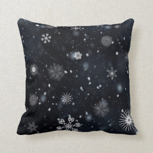 Black and White Snowflake Cushion