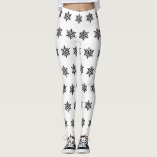 Black and White Snowflake Holiday Winter Christmas Leggings