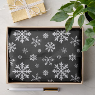 Black And White Snowflake Pattern Elegant Modern Tissue Paper