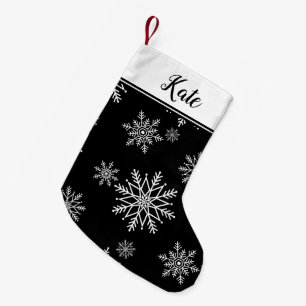 Black and White Snowflake Small Christmas Stocking