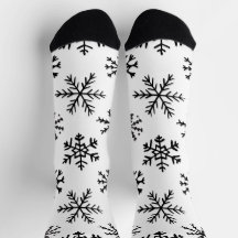 Black and white snowflake socks