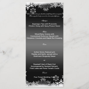 Black and White Snowflake Wedding Menu