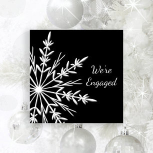 Black and White Snowflake Winter Engagement Party Invitation