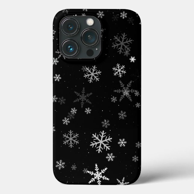 Black and White Snowflake Winter Pattern Case-Mate iPhone Case (Back)