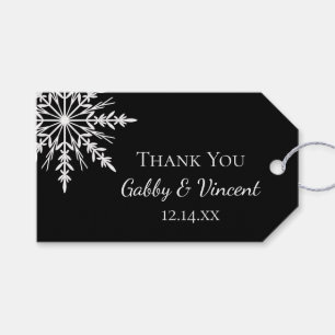Black and White Snowflake Winter Wedding Favour Ta Gift Tags
