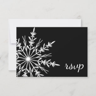 Black and White Snowflake Winter Wedding RSVP