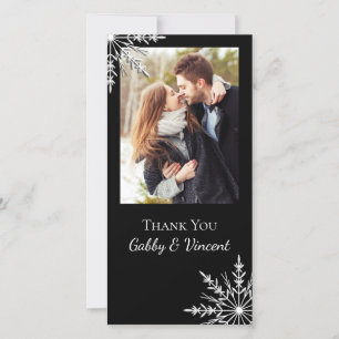 Black and White Snowflake Winter Wedding Thank You