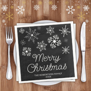 Black and White Snowflakes Christmas Party Napkin