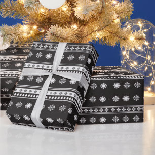Black and White Snowflakes Modern Christmas Wrapping Paper