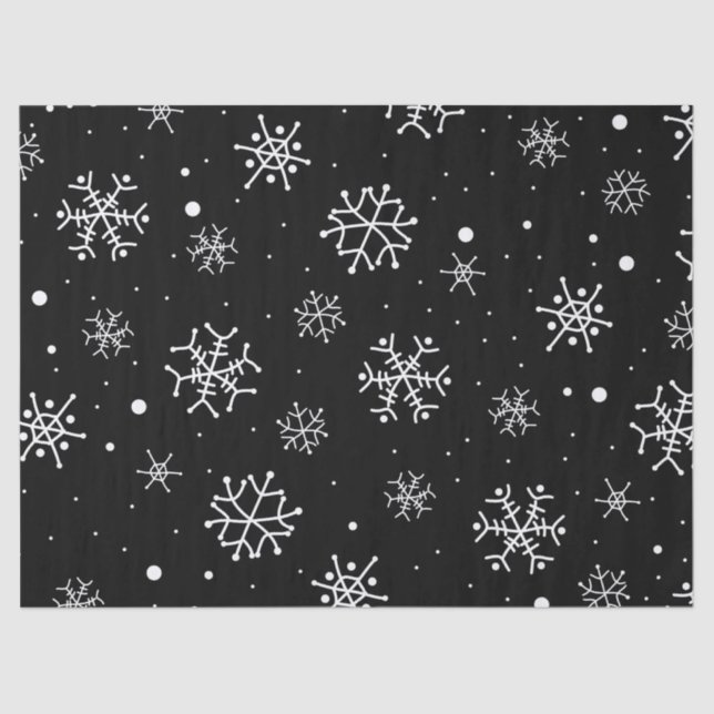 Black and White Snowflakes Tissue Paper (Front)