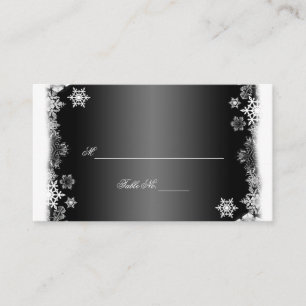 Black and White Snowflakes Wedding Place Cards