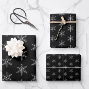 Black And White Snowflakes Wrapping Paper Sheet