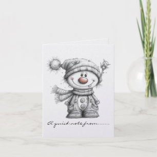 Black and White Snowman Note Card