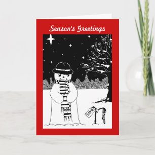 black and white snowman with scarf for christmas holiday card