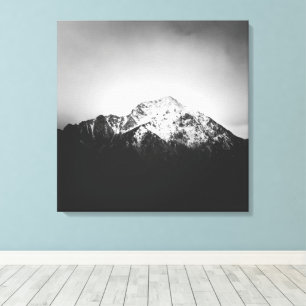 Black and white snowy mountain canvas print