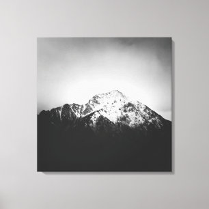 Black and white snowy mountain canvas print