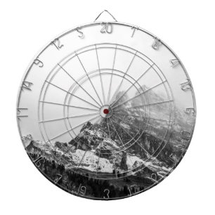 Black and White Snowy Mountain Dartboard