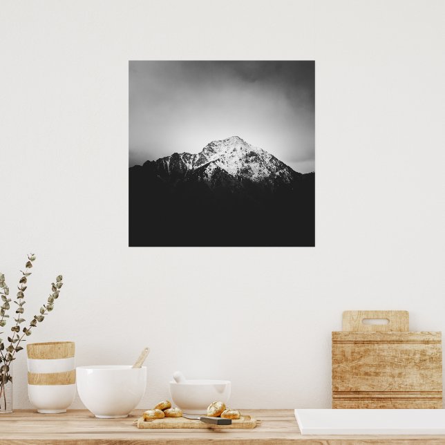Black and white snowy mountain poster (Kitchen)