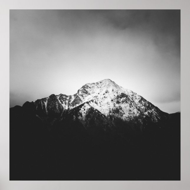 Black and white snowy mountain poster (Front)
