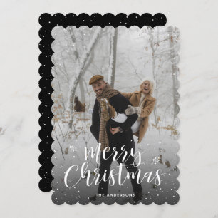 Black and White Snowy Photo Merry Christmas Holiday Card