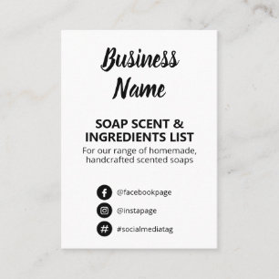 Black And White Soap Scent Ingredients List Business Card