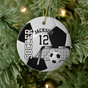 Black and White Soccer Ball ⚽ Ceramic Tree Decoration
