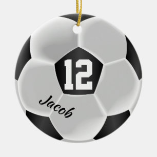 Black and White Soccer Ball Ceramic Tree Decoration