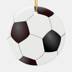 Black and white soccer ball ceramic tree decoration