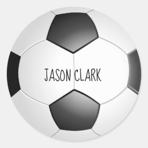 black and white soccer ball classic round sticker