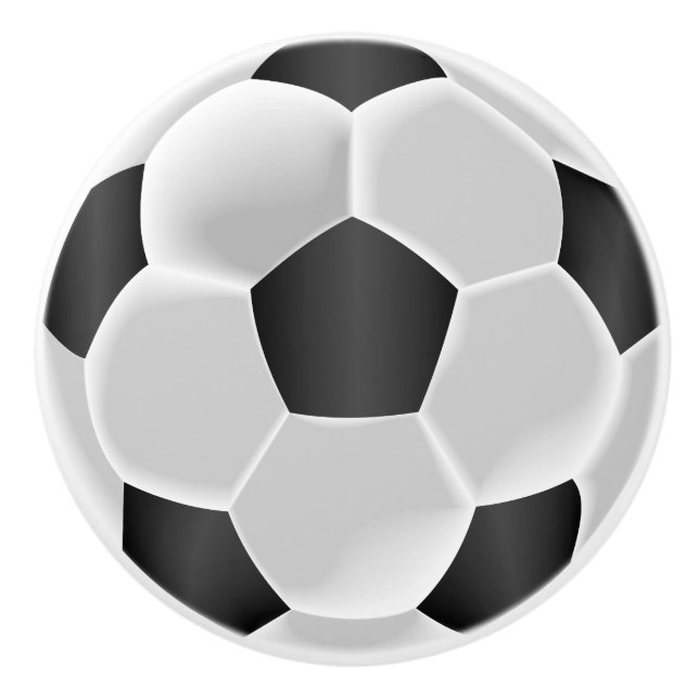 Black and White Soccer Ball / Football Ceramic Knob (Front)