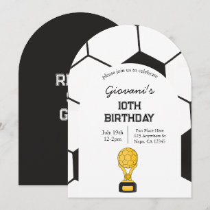 Black And White Soccer Ball Geometric Pattern  Invitation