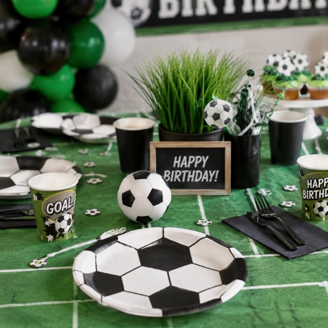Black And White Soccer Ball Geometric Pattern  Paper Plate (Creator Uploaded)