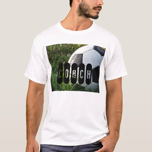 Black and White Soccer Ball in Grass T-Shirt (Front)