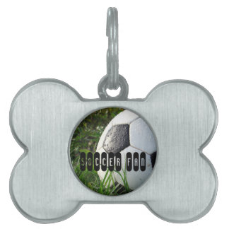 Black and White Soccer Ball in Green Grass Pet Tag