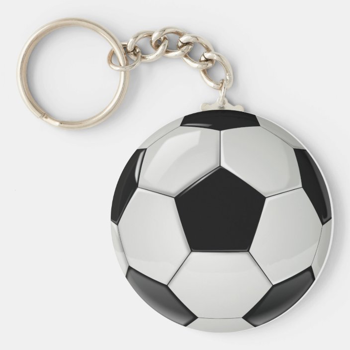 Black and White Soccer Ball Keychain (Keyring) Zazzle.co.uk