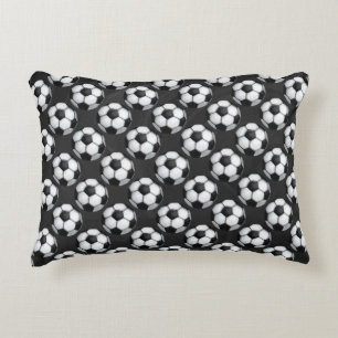 Black and White Soccer Ball Pattern Decorative Cushion