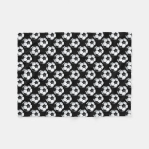 Black and White Soccer Ball Pattern Fleece Blanket