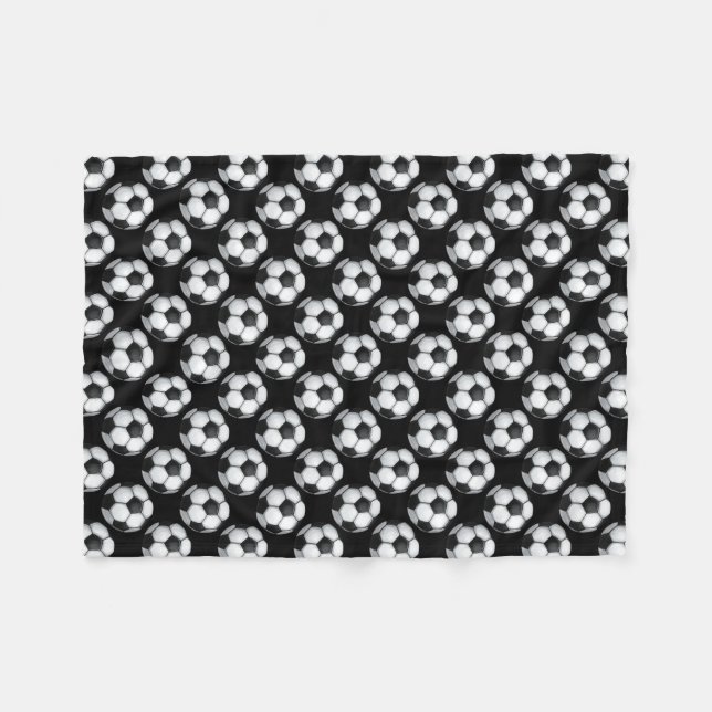 Black and White Soccer Ball Pattern Fleece Blanket (Front (Horizontal))