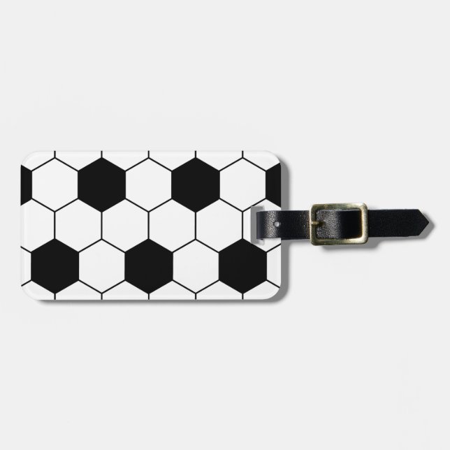 Black and White Soccer ball pattern  Luggage Tag (Front Horizontal)