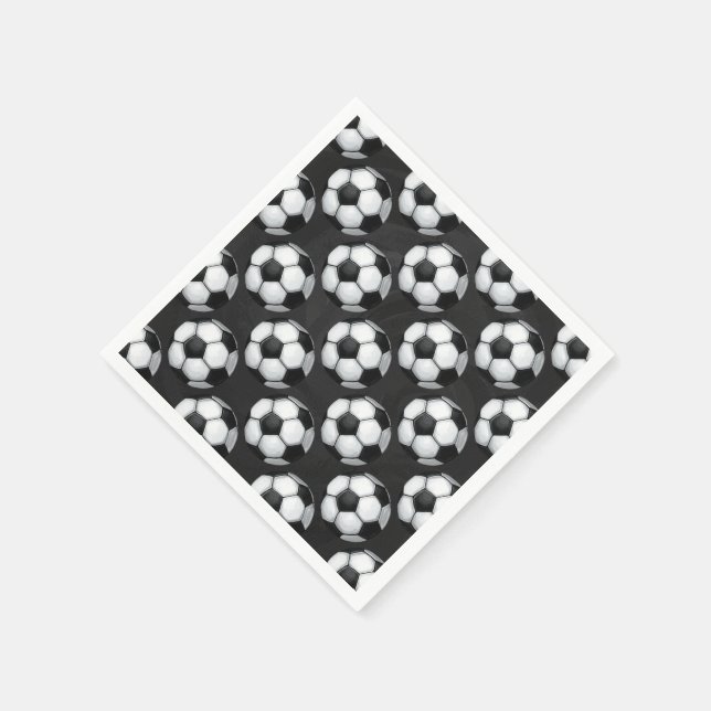 Black and White Soccer Ball Pattern Napkin (Corner)