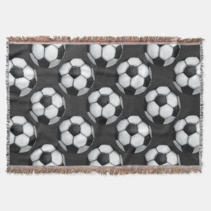Black and White Soccer Ball Pattern Throw Blanket