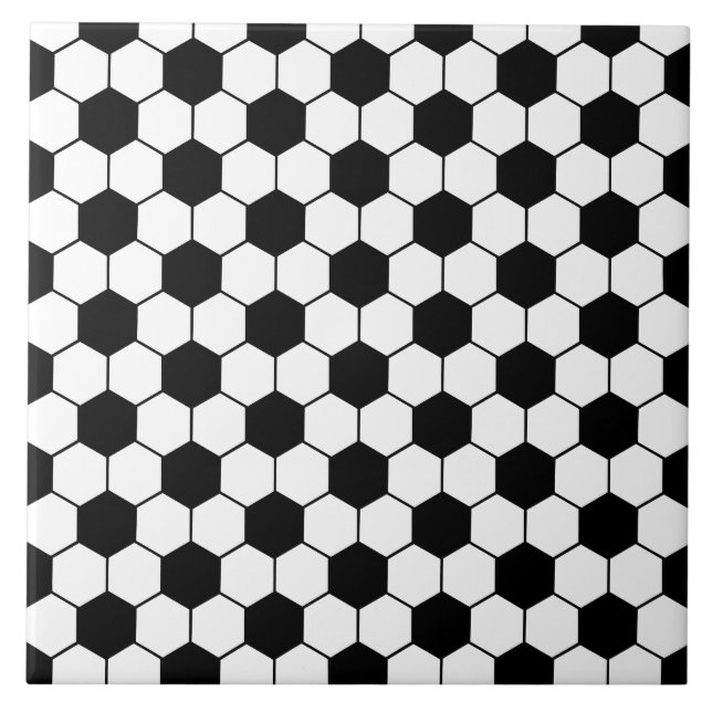 Black and white Soccer ball pattern Tile (Front)