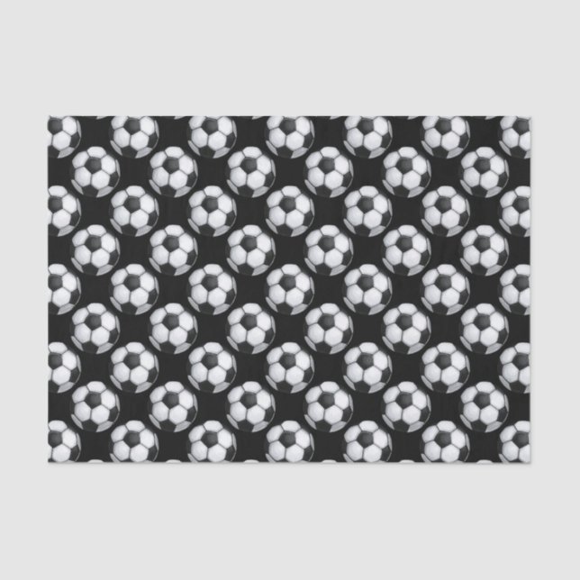 Black and White Soccer Ball Pattern Tissue Paper (Front)