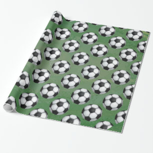 Black and White Soccer Ball Pattern Wrapping Paper