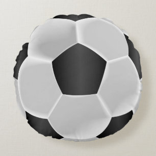 Black and White Soccer Ball Round Cushion