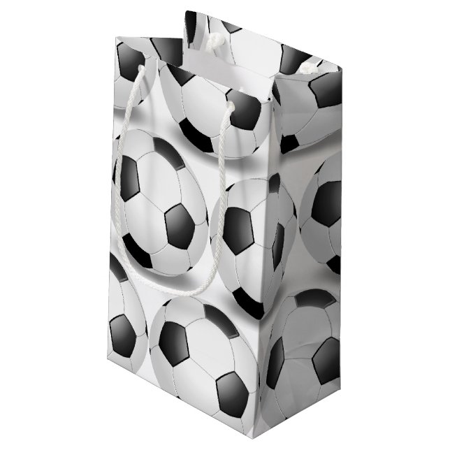 black and white soccer ball small gift bag (Back Angled)