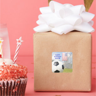 Black and white soccer ball sports Square Sticker