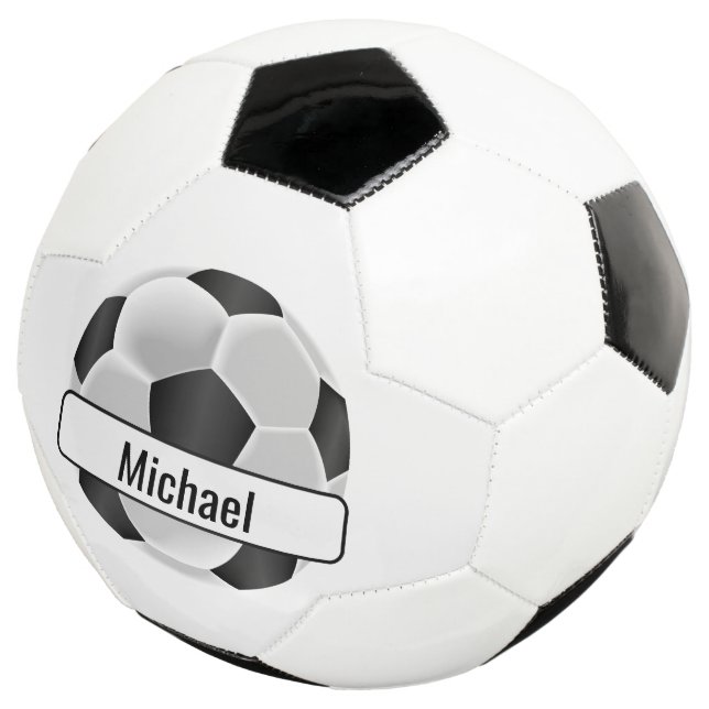 Black and White Soccer Ball with DIY Name (Three Quarter)