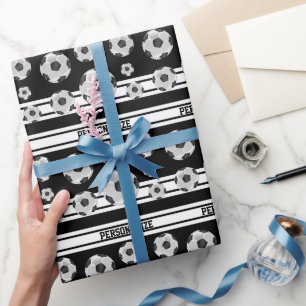 Black and White Soccer Ball  Wrapping Paper